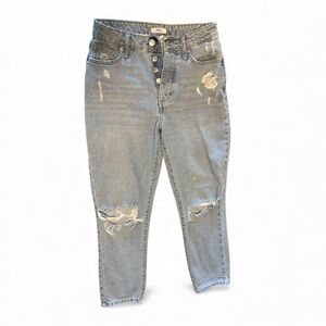 Forever 21 Trendy Light Blue Distressed Jeans